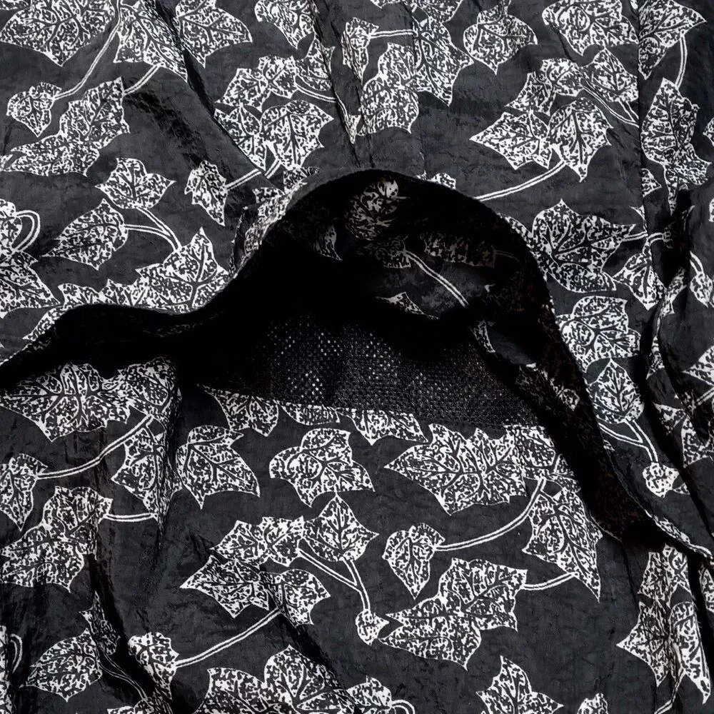 Vintage Reebok Windbreak Jacket Mens LARGE Black Leaf Leaves All Over Print - Picture 5 of 8